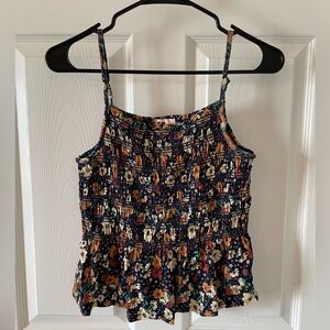 SO Brand Juniors Smocked Floral Tank Top Adjustable straps - Small